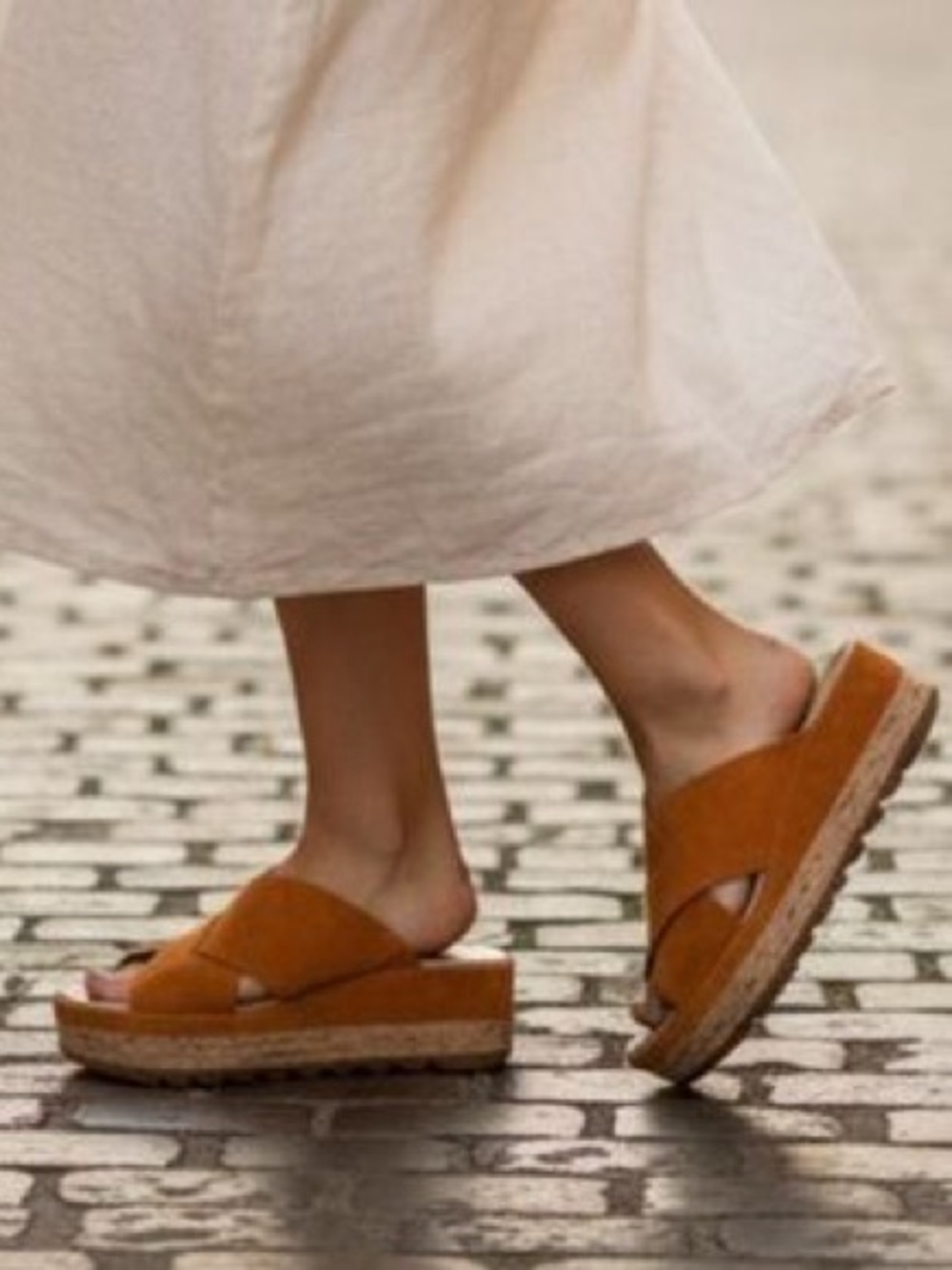 Sorel Women’s 10.5 Cameron Platform Sun Orange Suede Mules Platform Wedge